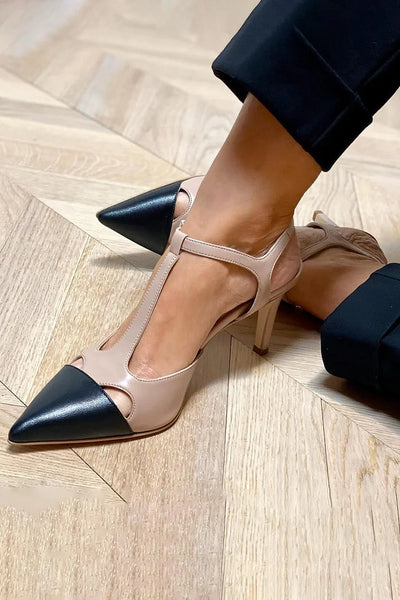 Evelyn - Two-Tone Pointed Court Shoe