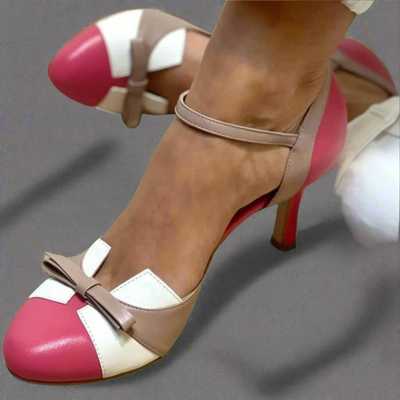 Olivia - Colourful sandals with bow and strap, round toe
