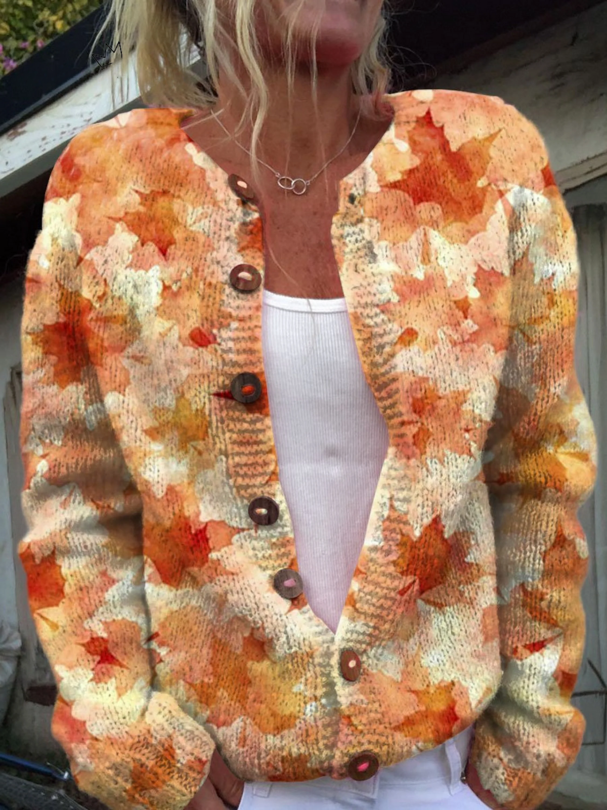 AUTUMN – MAPLE LEAF CASHMERE CARDIGAN