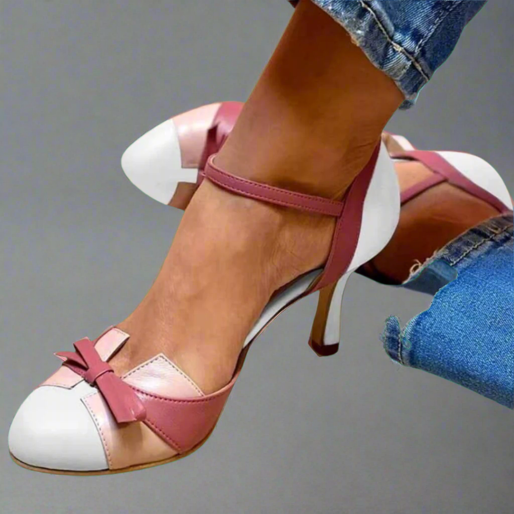 Olivia - Colourful sandals with bow and strap, round toe