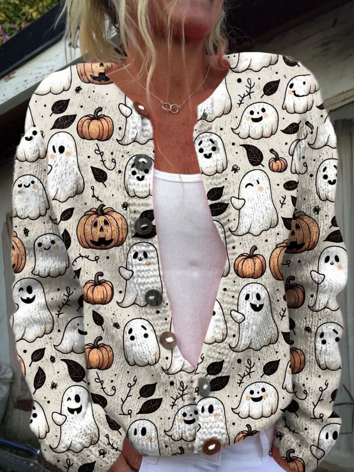 CLARA – HALLOWEEN PUMPKIN CASHMERE CARDIGAN