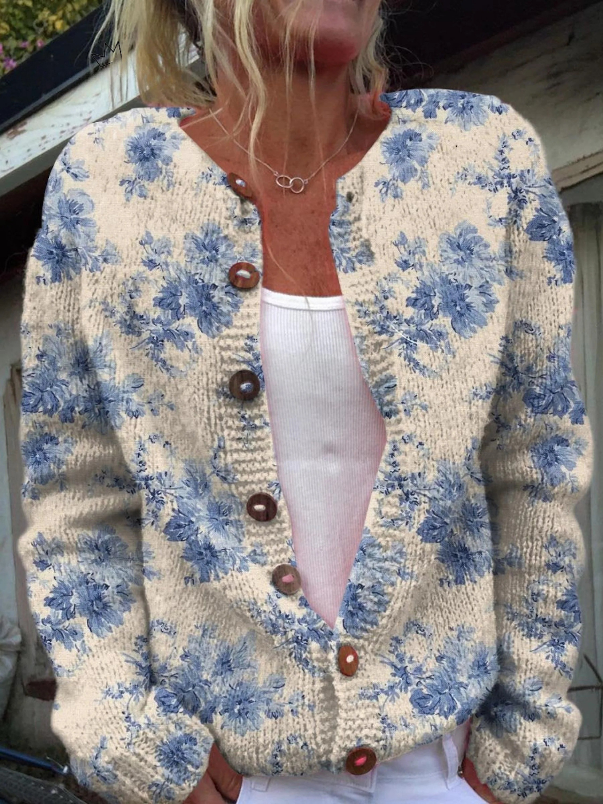 ROSE – LOVELY FLORAL CASHMERE CARDIGAN