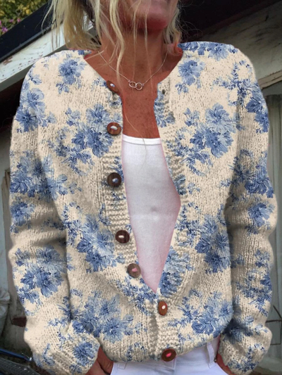 ROSE – LOVELY FLORAL CASHMERE CARDIGAN