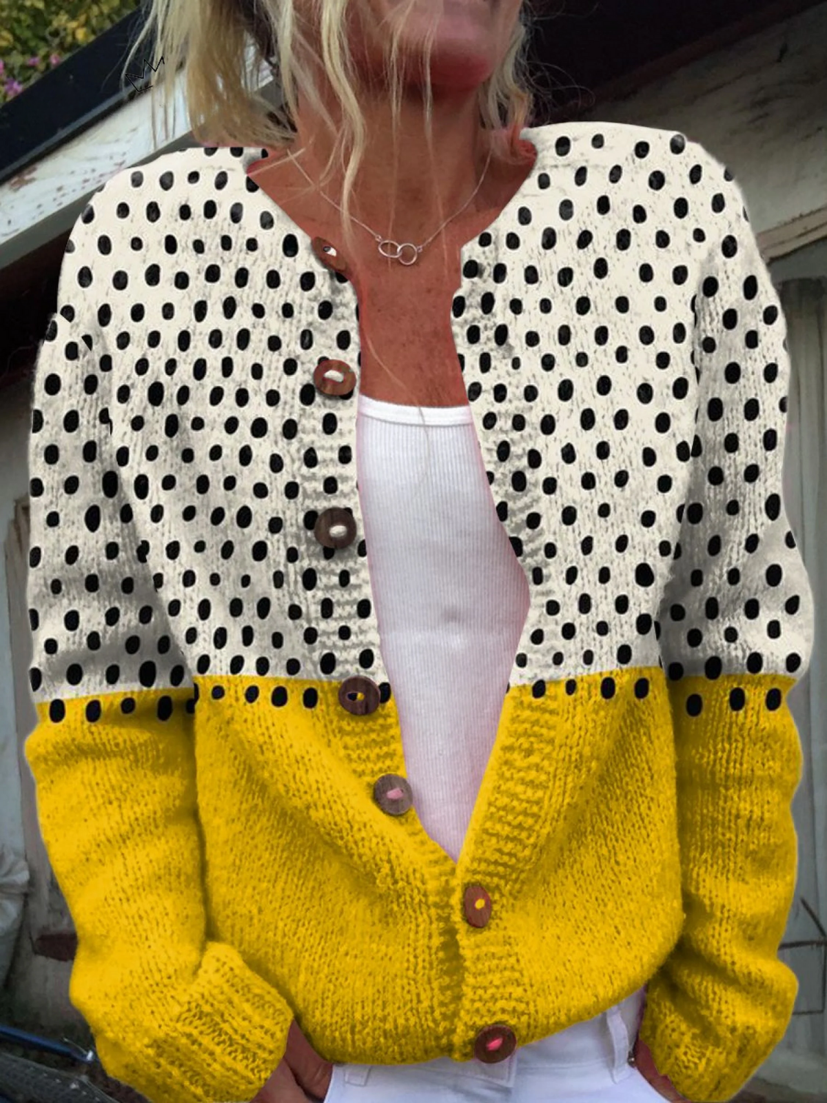 STELLA – YELLOW POLKA DOT CASHMERE SWEATER