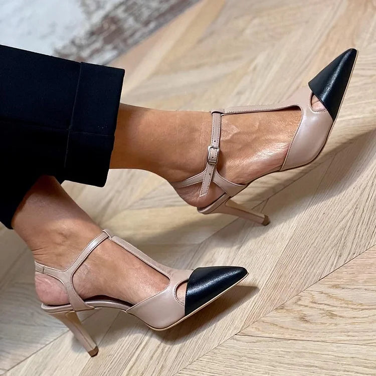 Evelyn - Two-Tone Pointed Court Shoe