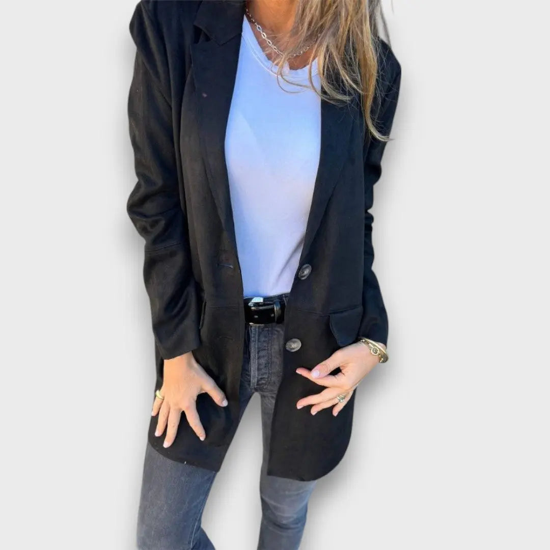 Eloise – Soft Camel Blazer-Cardigan