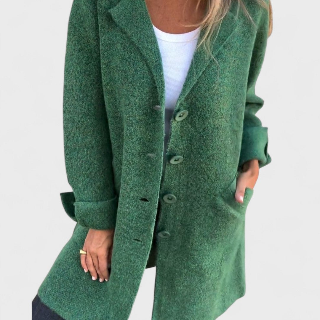 Maila - Casual Long Coat with Lapels