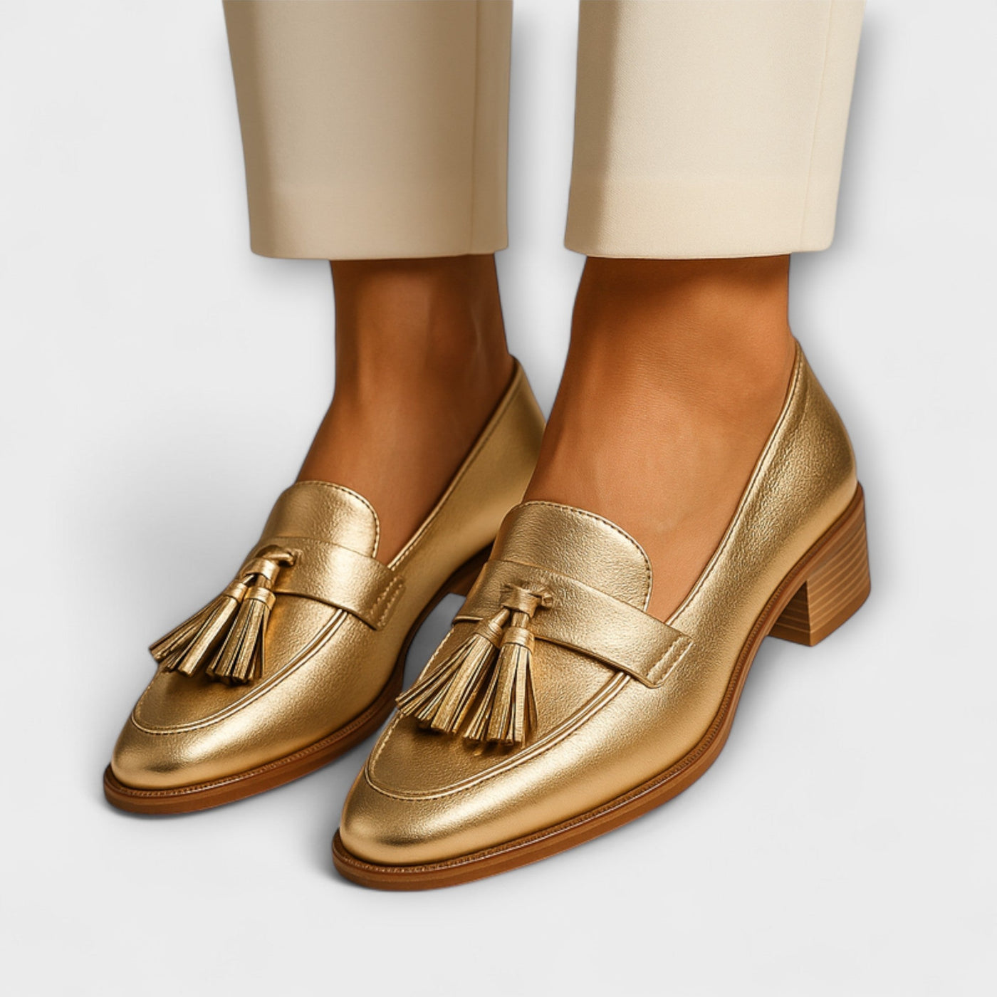 Megan - Stylish Gold Loafers