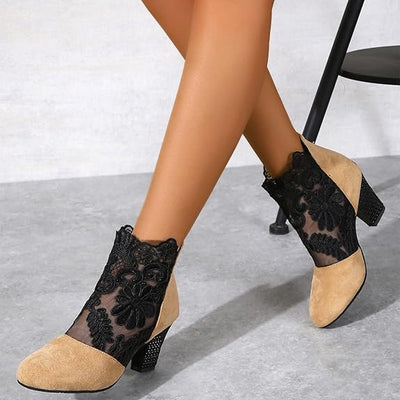 Virginia - Chic Lace Heeled Boots