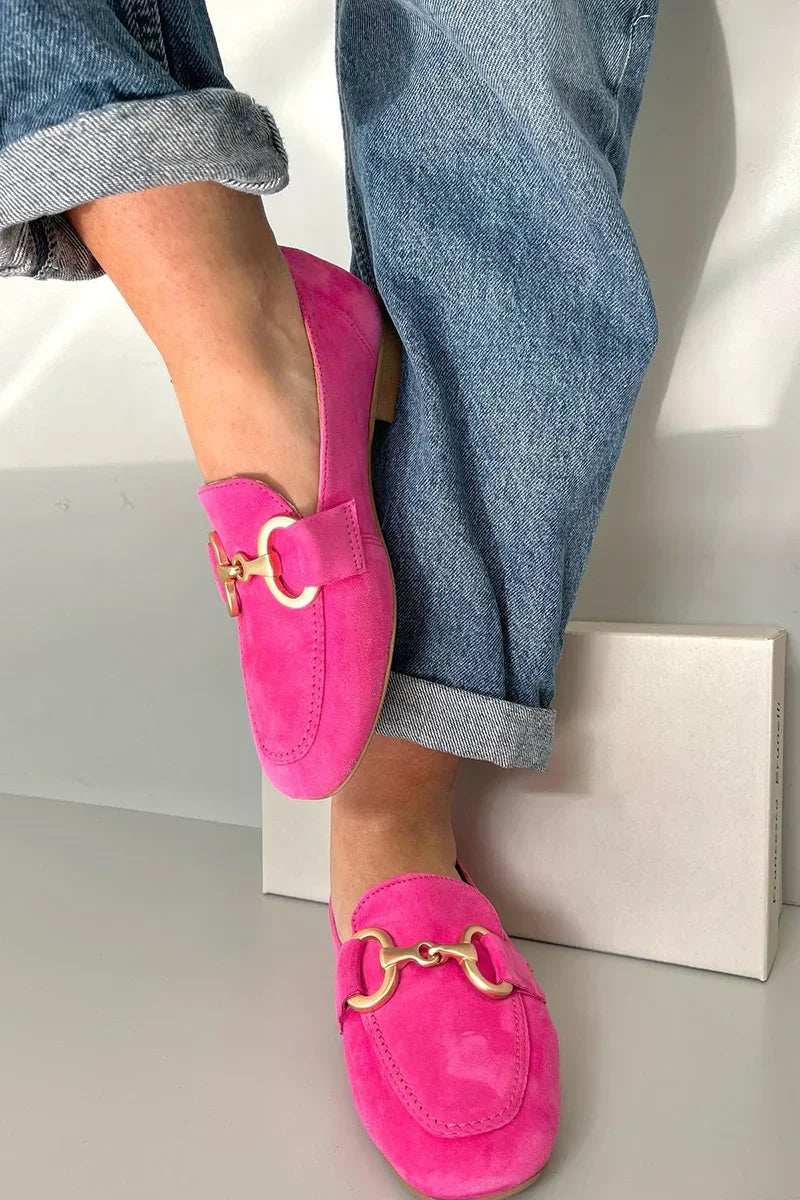 Hélène™ | Pink Suede Moccasins