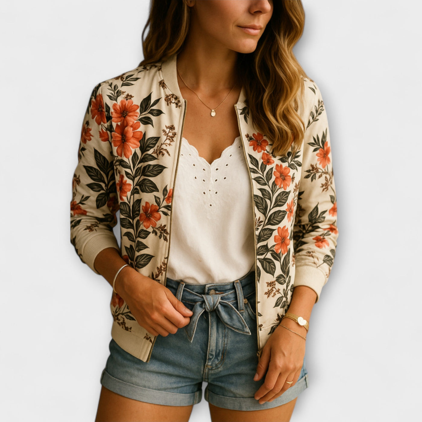 Kaelin - Elegant bomber jacket with flowers