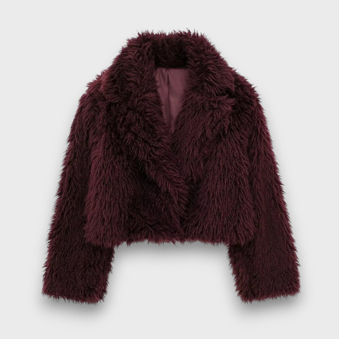 Mile – Luxury Eco-Fur Coat in Deep Bordeaux