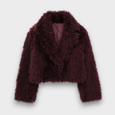 Mile – Luxury Eco-Fur Coat in Deep Bordeaux