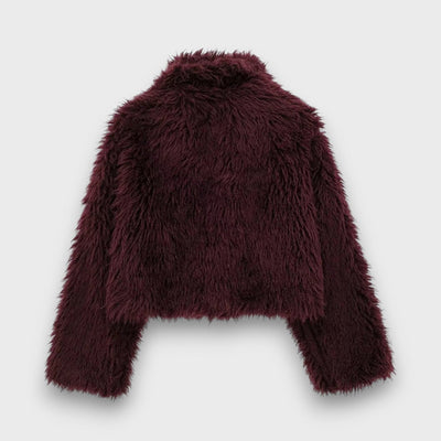 Mile – Luxury Eco-Fur Coat in Deep Bordeaux