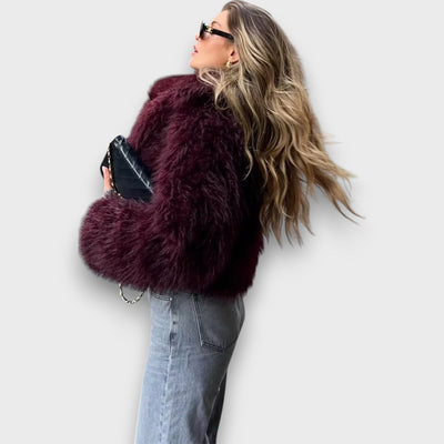 Mile – Luxury Eco-Fur Coat in Deep Bordeaux