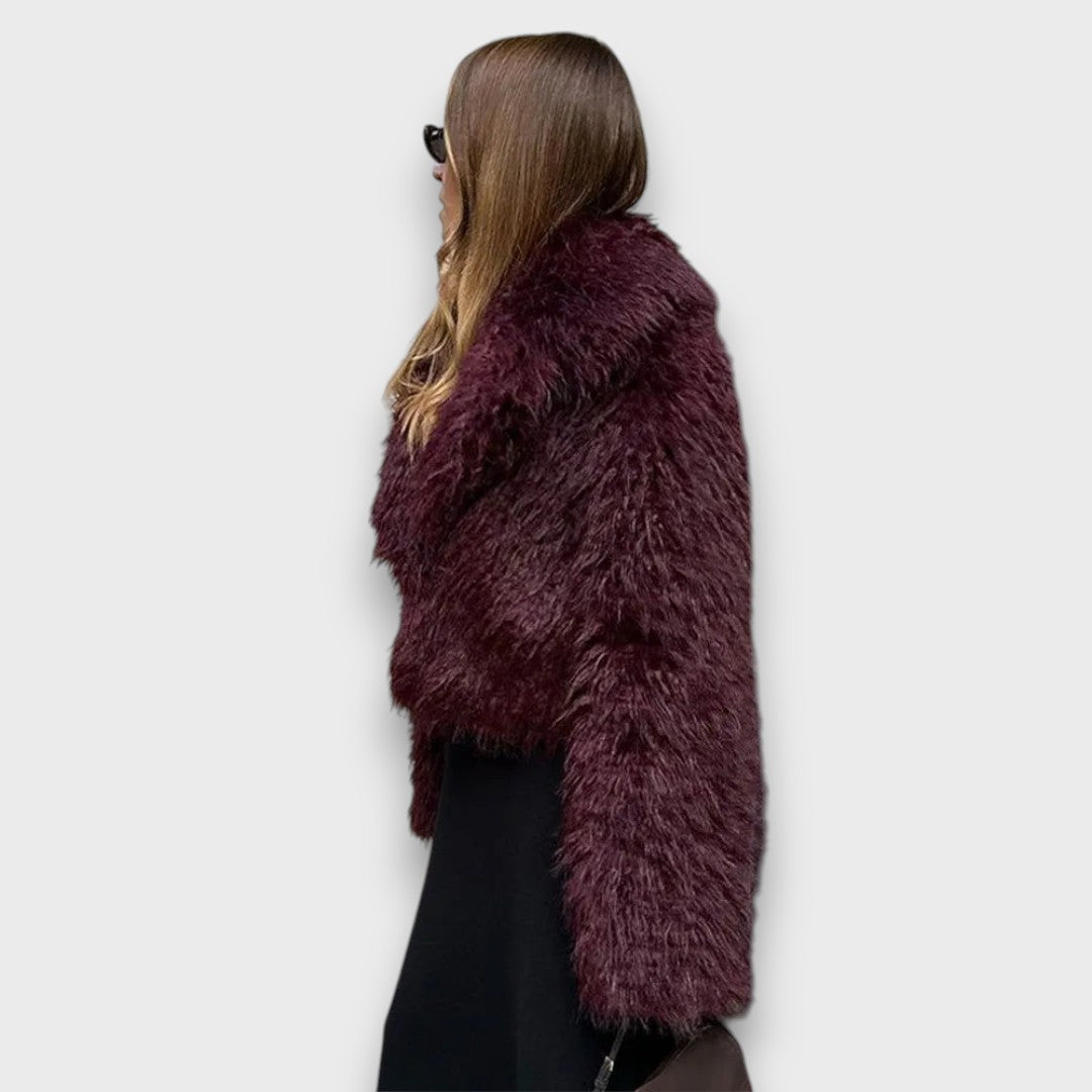 Mile – Luxury Eco-Fur Coat in Deep Bordeaux