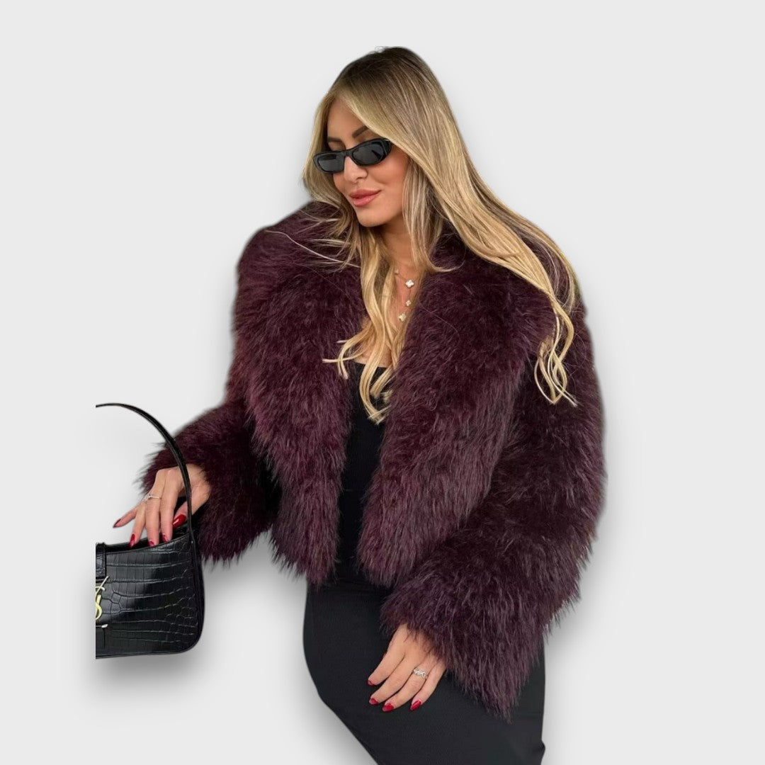 Mile – Luxury Eco-Fur Coat in Deep Bordeaux