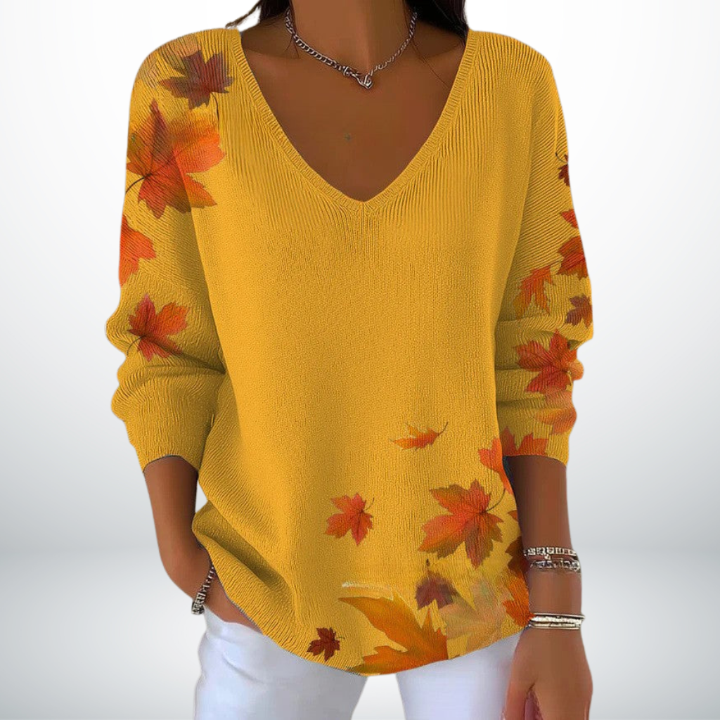 Evelien – Knitted Sweater with Elegant Neckline