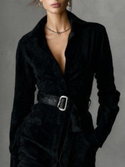 ISABELLA - SUEDE MIDI COAT DRESS