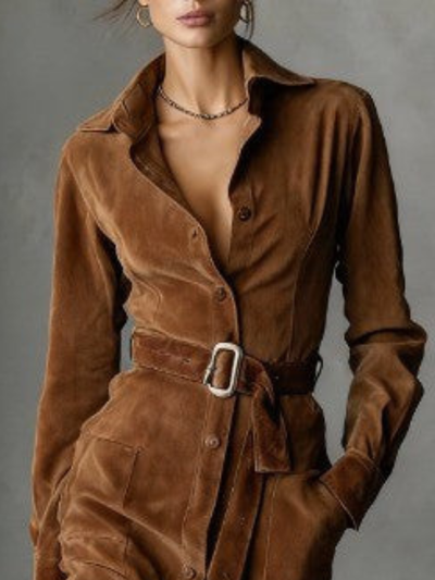 ISABELLA - SUEDE MIDI COAT DRESS