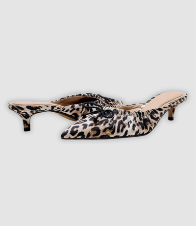 Cleo - Leopard Mules with Butterfly Knot