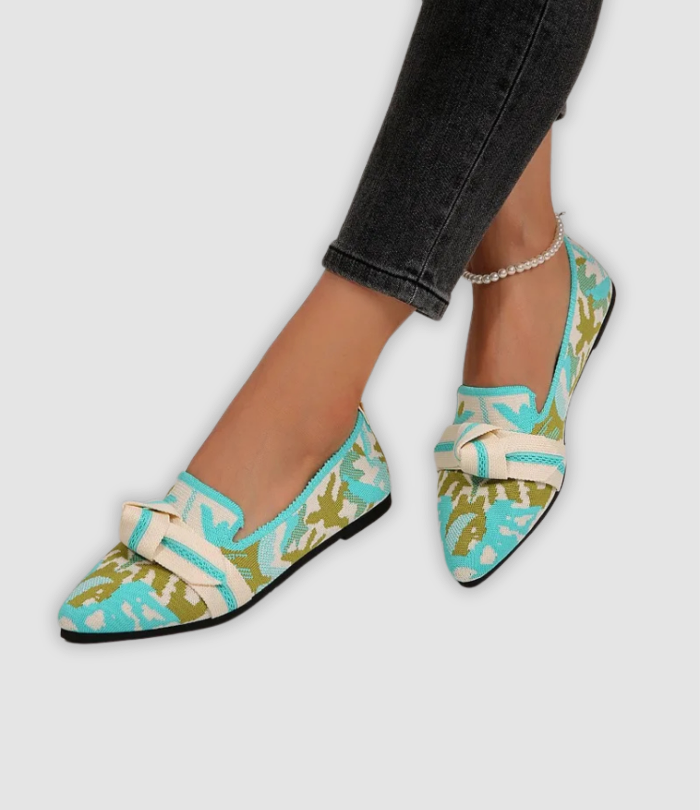 Dina - Comfortable Knit Slippers with Flower Pattern