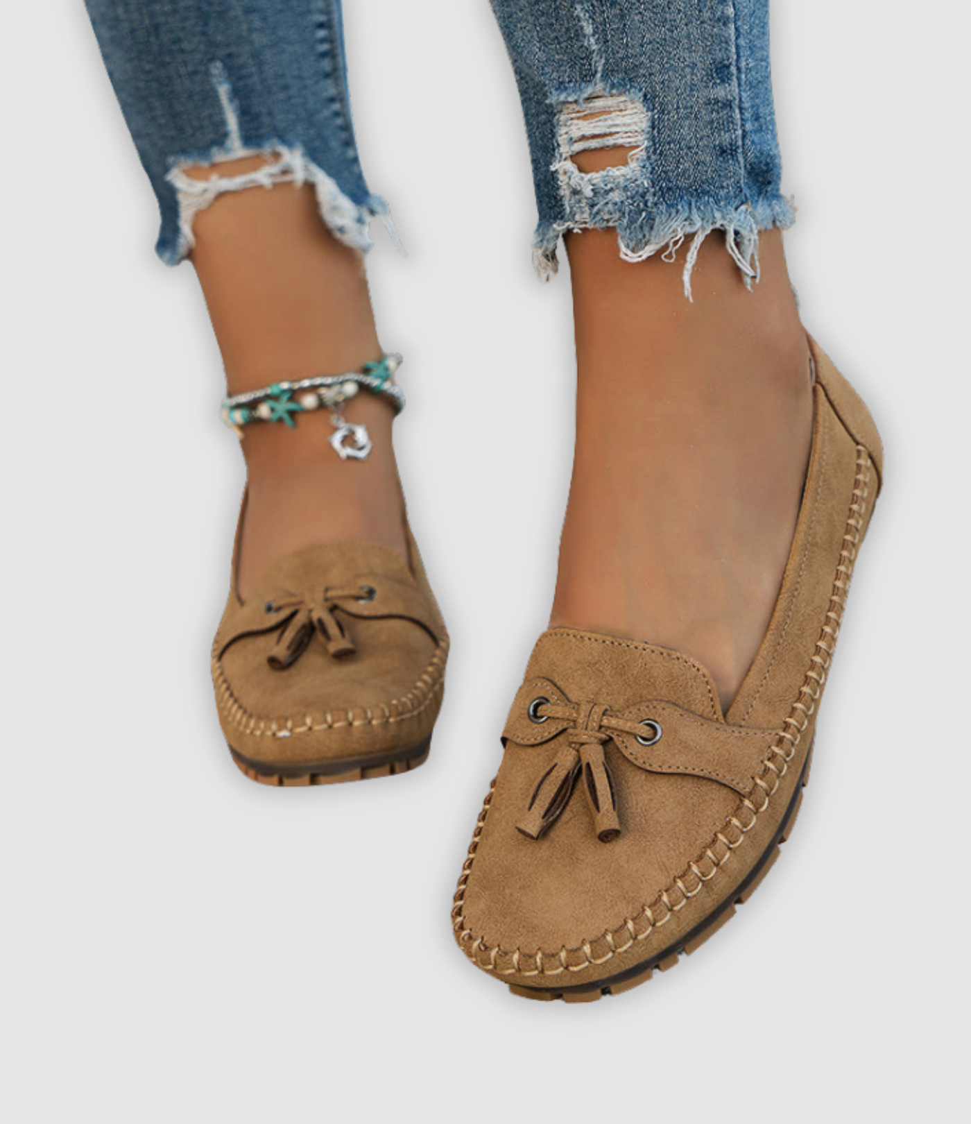 Angel - Classic Suede Loafers with Tassel Detail