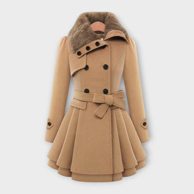 Elivara – Elegant coat with fur collar