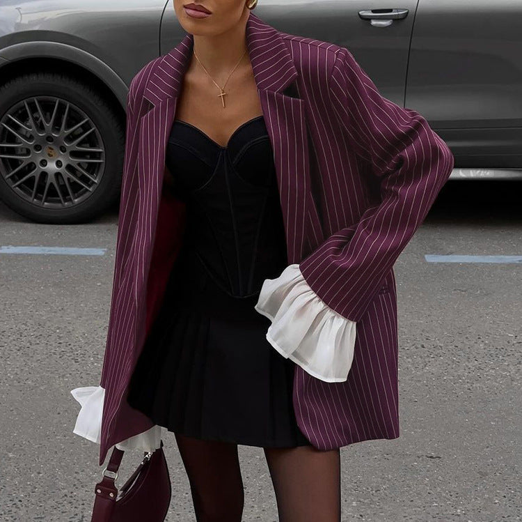 FIORA - Wine Red Suit Jacket