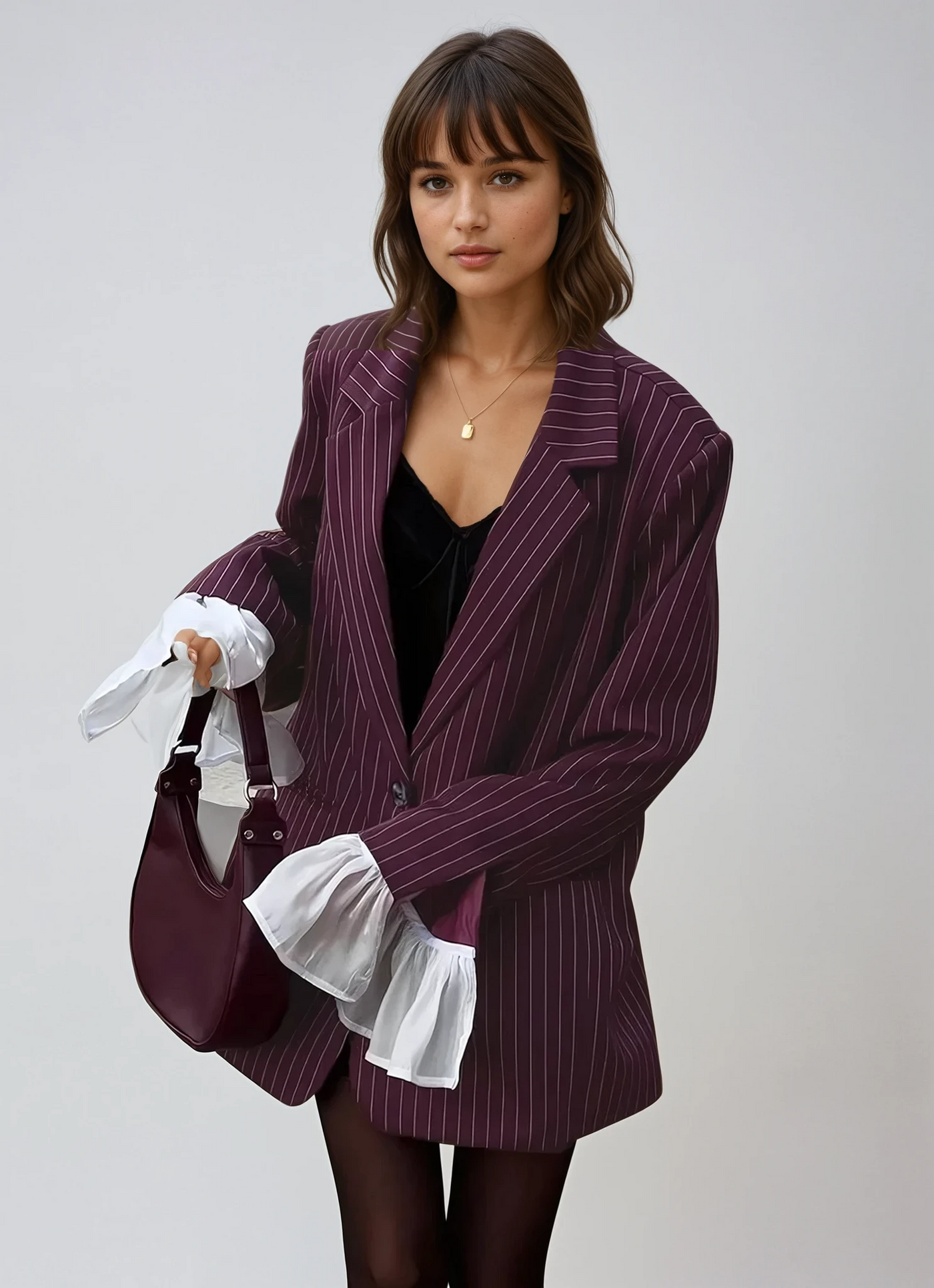 FIORA - Wine Red Suit Jacket