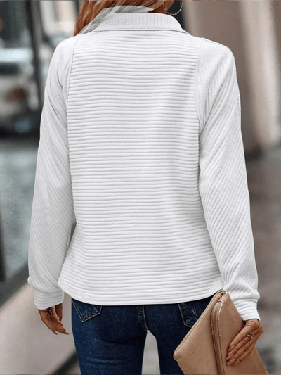 JANITA RIBBED HALF-ZIP SWEATER