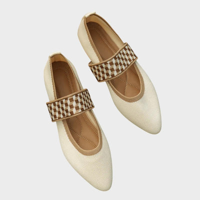 Emma - Stylish and Comfortable Checked Strap Flats