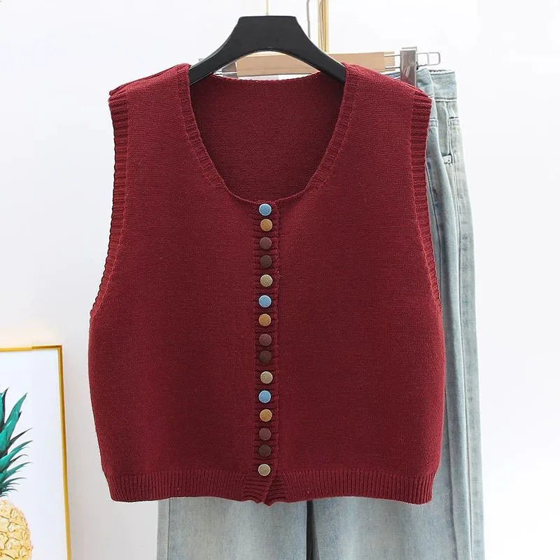 THE MARIBEL | COLOR-BUTTON KNIT VEST