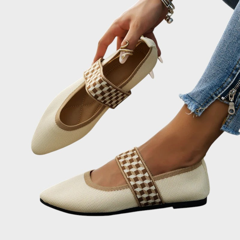 Emma - Stylish and Comfortable Checked Strap Flats