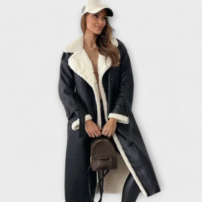 Maria – Classic Long Jacket with Fleece Lining and Teddy Collar