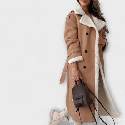 Maria – Classic Long Jacket with Fleece Lining and Teddy Collar