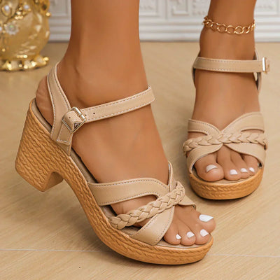 BRAIDED STRAP PLATFORM SANDALS