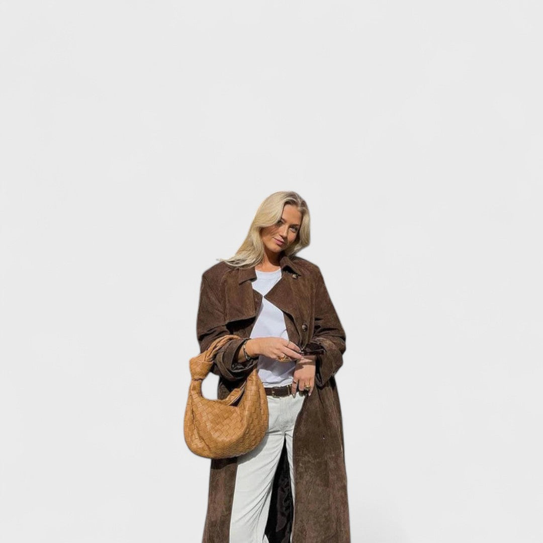 Veronika - Elegant trench coat with high collar