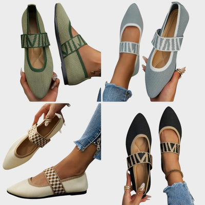 Emma - Stylish and Comfortable Checked Strap Flats