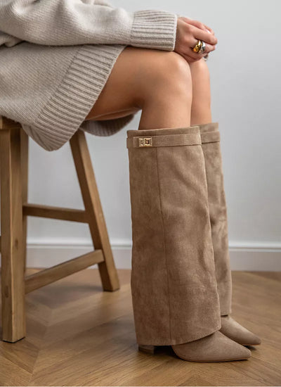 Emma - Khaki Suede Boots