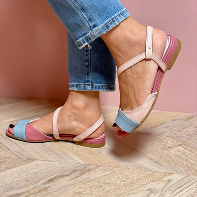 Rosa - Asymmetrical Pink Colour Block Sandals