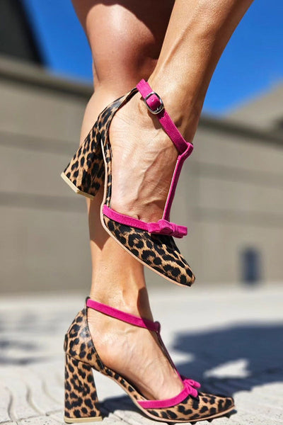 Ruth - Leopard Print Sandals With Colourful Accent