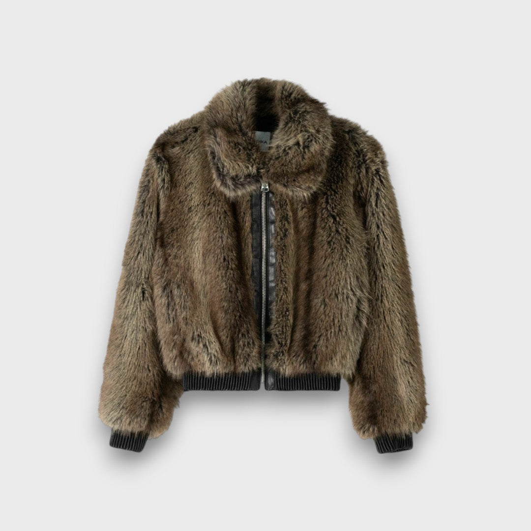 Amelia – Short Faux Fur Jacket with Urban Chic