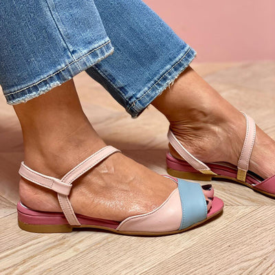 Rosa - Asymmetrical Pink Colour Block Sandals