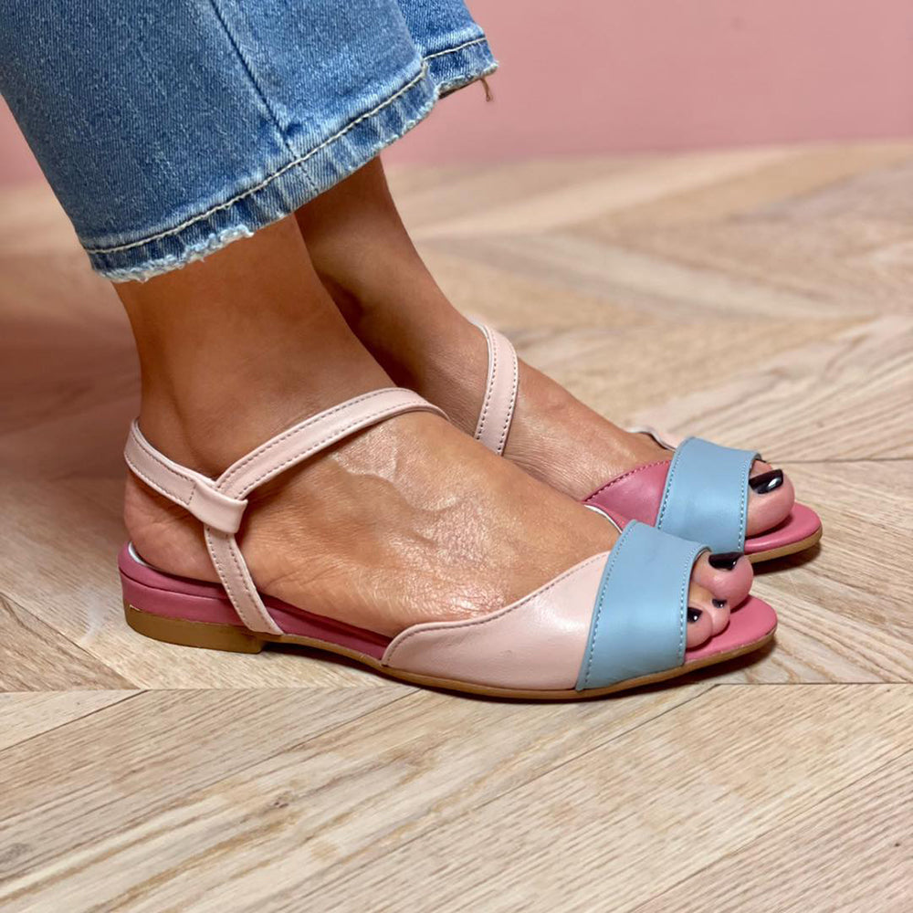 Rosa - Asymmetrical Pink Colour Block Sandals
