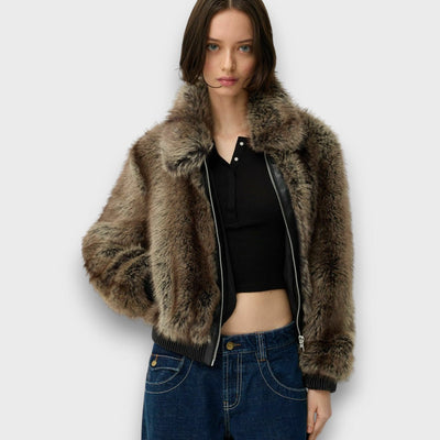 Amelia – Short Faux Fur Jacket with Urban Chic
