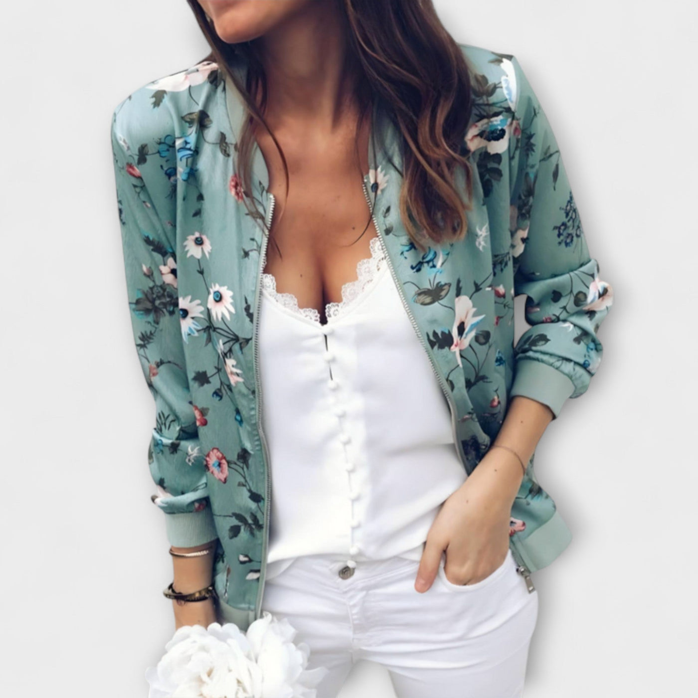 Kaelin - Elegant bomber jacket with flowers
