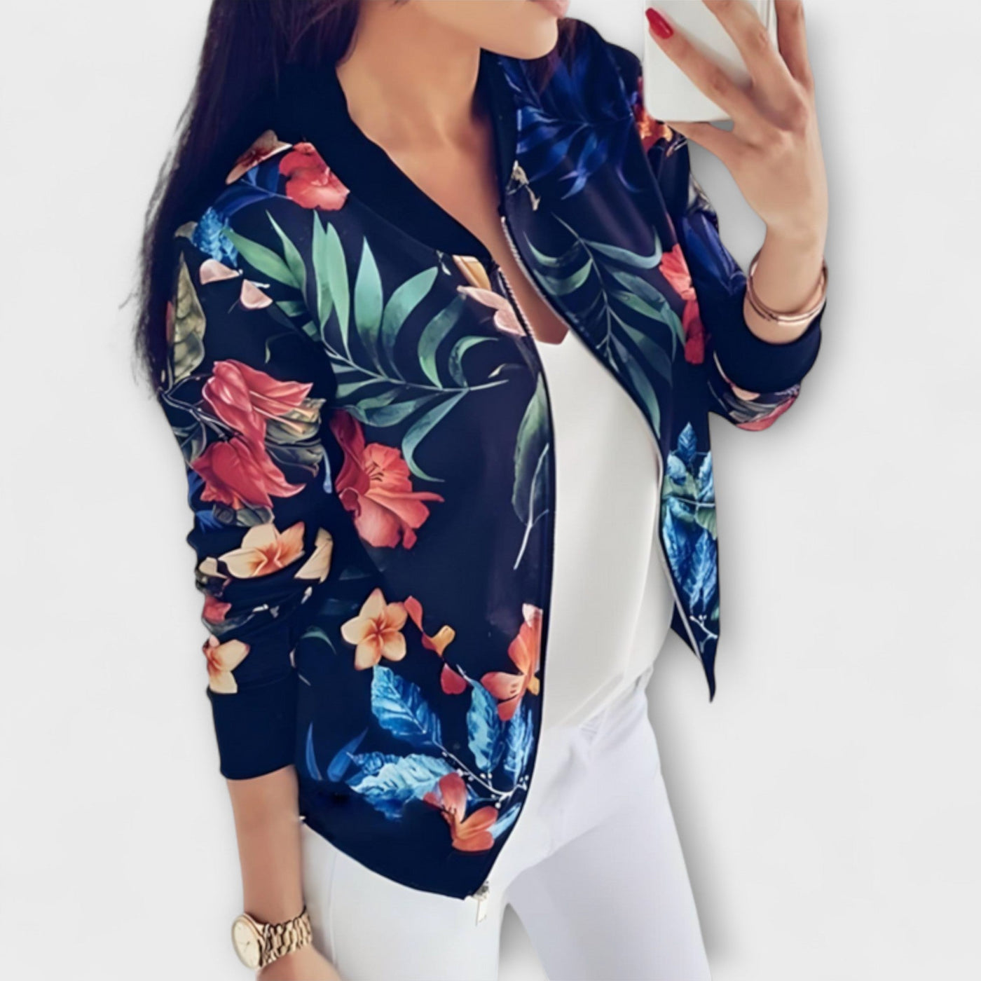 Kaelin - Elegant bomber jacket with flowers