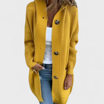 Adriana - Long Jacket with Hood and Buttons